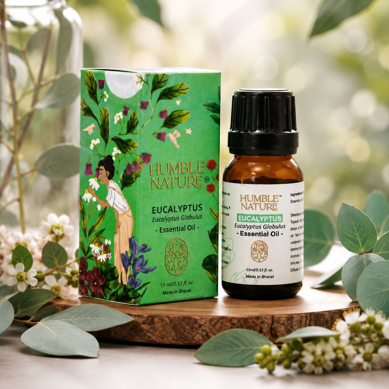 Humble Nature Eucalyptus Essential Oil 15 ml | Steam Distilled | GC-MS Tested | Eucalyptus Globulus&nbsp;| Aromatherapy Oil for Diffuser, Massage, DIY, Candle & Soap Making