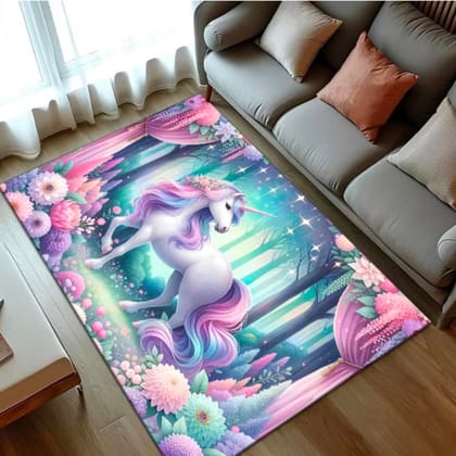 Aura Living Unicorn Amaira Cushion Play Mat Rug - Soft Padded Carpet with Non-Slip Backing, 160 x 200 cm