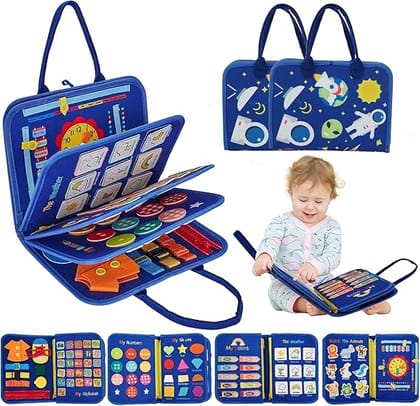 Qlect 12 in 1 Toddler Busy Binder & Busy Book for Toddlers 1-3 Years - Montessori Busy Board & Activity Book for Kids 2+ year I Educational Busy Book