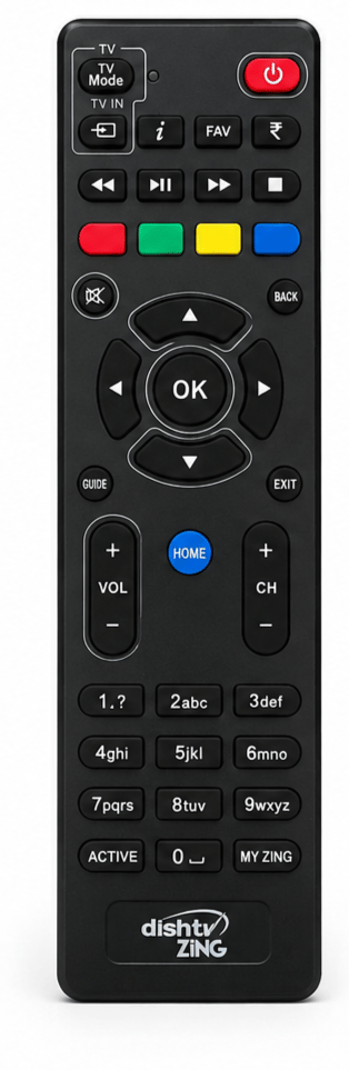 Zing Dish TV Set top Box Original Remote Controls With dedicated colored buttons, media playback controls, and a numerical keypad. It is compatible with Zing FTA HD boxes (Old Remote Must be Exactly Same for it to Work)