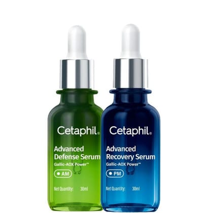 Cetaphil Advanced Defence Serum AM (30ml) + Cetaphil Advanced Recovery Serum PM (30ml) Pack of 2