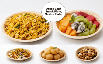 Areca Leaf Snack Plate (8 Inches), Supari Leaf Snack Plate, Palm Leaf Snack Plate, Betel Nut Leaf Snack Plate, Eco-Friendly Disposable Snack Plate