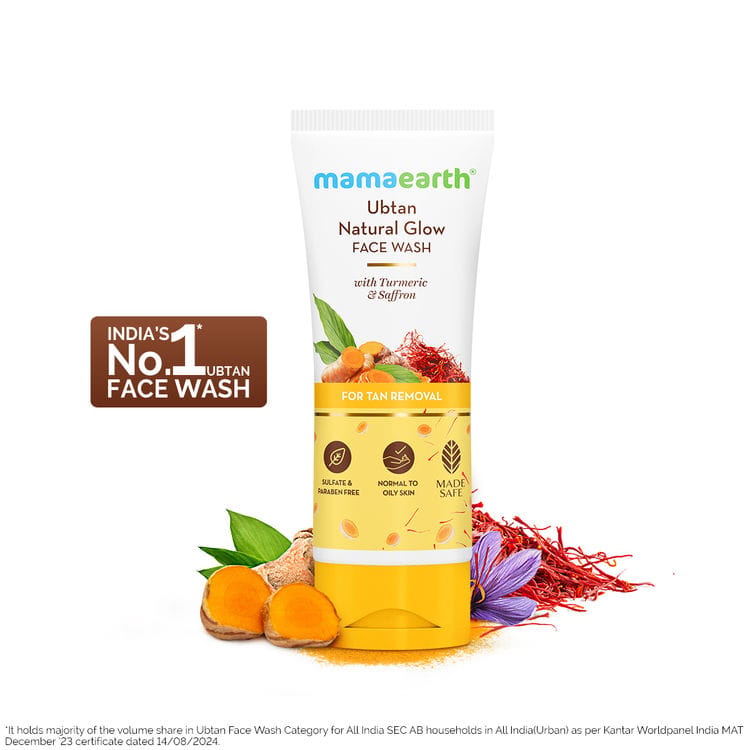 Mamaearth Ubtan Face Wash With Turmeric & Saffron For Tan Removal | Skin Brightening (100ml) 