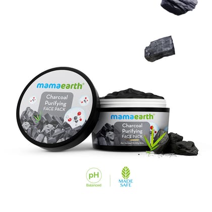 Mamaearth Charcoal Purifying Face Pack Detoxifies, Deep Cleanses, Minimizes Pores & Brightens Skin (200g)