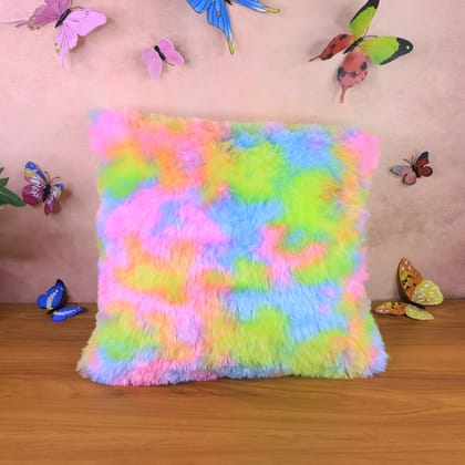 DHRUVINSRI Soft Plush Multicolor Rainbow Cushion Pillow (1 Pc)