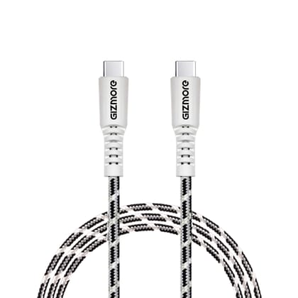 GIZMORE WCC65 Type-C to Type-C Fast Charging Cable Premium Braided, 65W Output, 20000+ Bend Lifespan, Superior Copper Wire, 480Mbps Data Transfer, Charge & Sync Cable