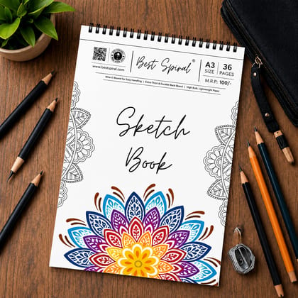 A3 Sketch Book - 36 Pages - 140 GSM Paper - 42cm x 29.7 cm - Pack Of 1