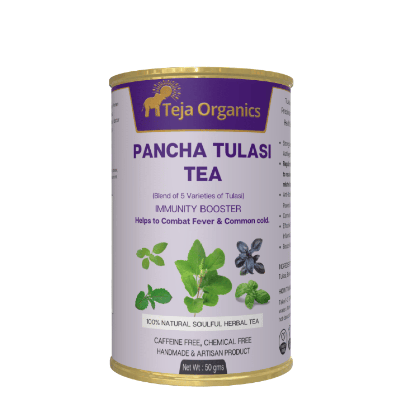 Pancha Tulasi Tea 50 gm | Blend of 5 Varieties of Tulasi | Caffeine Free | Supports Immunity Respiratory Wellness Stress Relief 