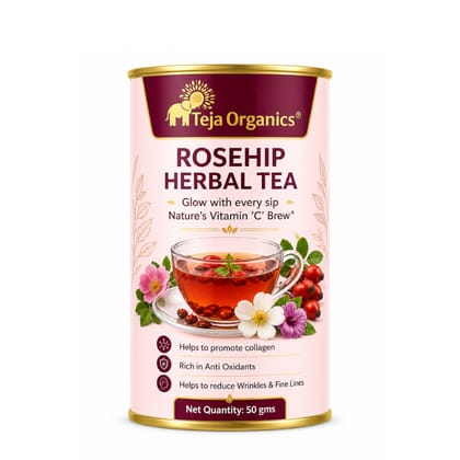 Rosehip Tea 50 gm | 100% Pure Rosehip Herbal Tea | Nature’s Vitamin ‘C’ Brew | Helps to promote collagen | Rich in Anti Oxidants | Anti-Ageing | Helps to reduce Wrinkles & Fine Lines