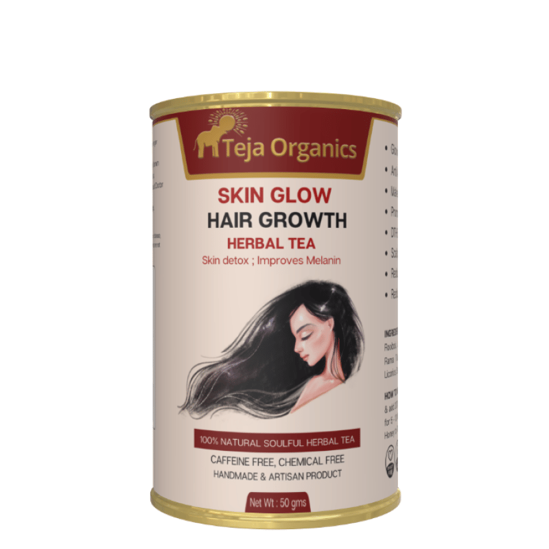 Skin Glow Tea 50 gm | Herbal Tea Blend | Caffeine Free | Supports Clear Glowing Skin Detox & Digestion | Improves melanin | Supports Hair Growth