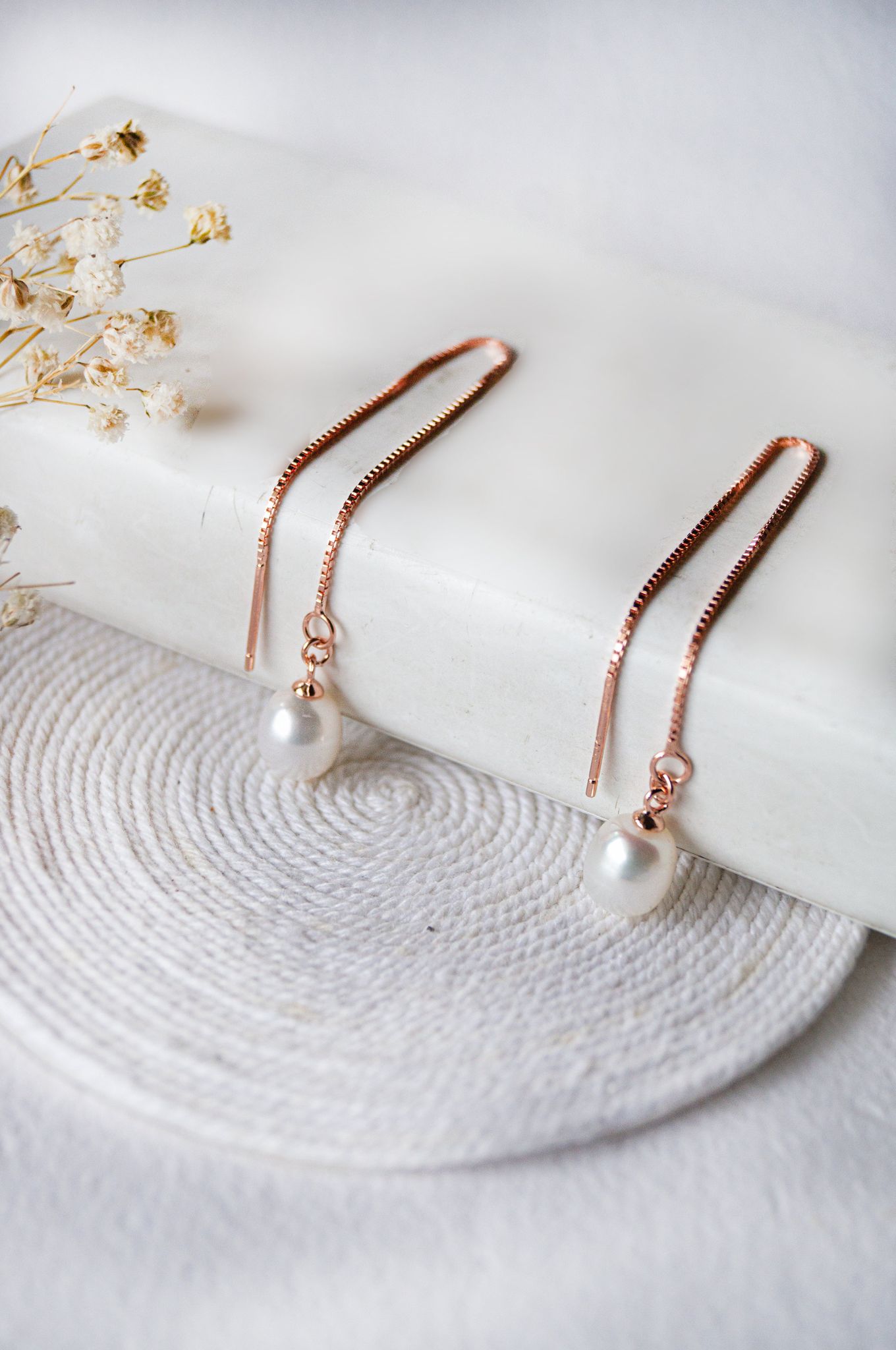 Delicate Yet Versatile Sterling Silver Threader Slip On Earrings-Rose