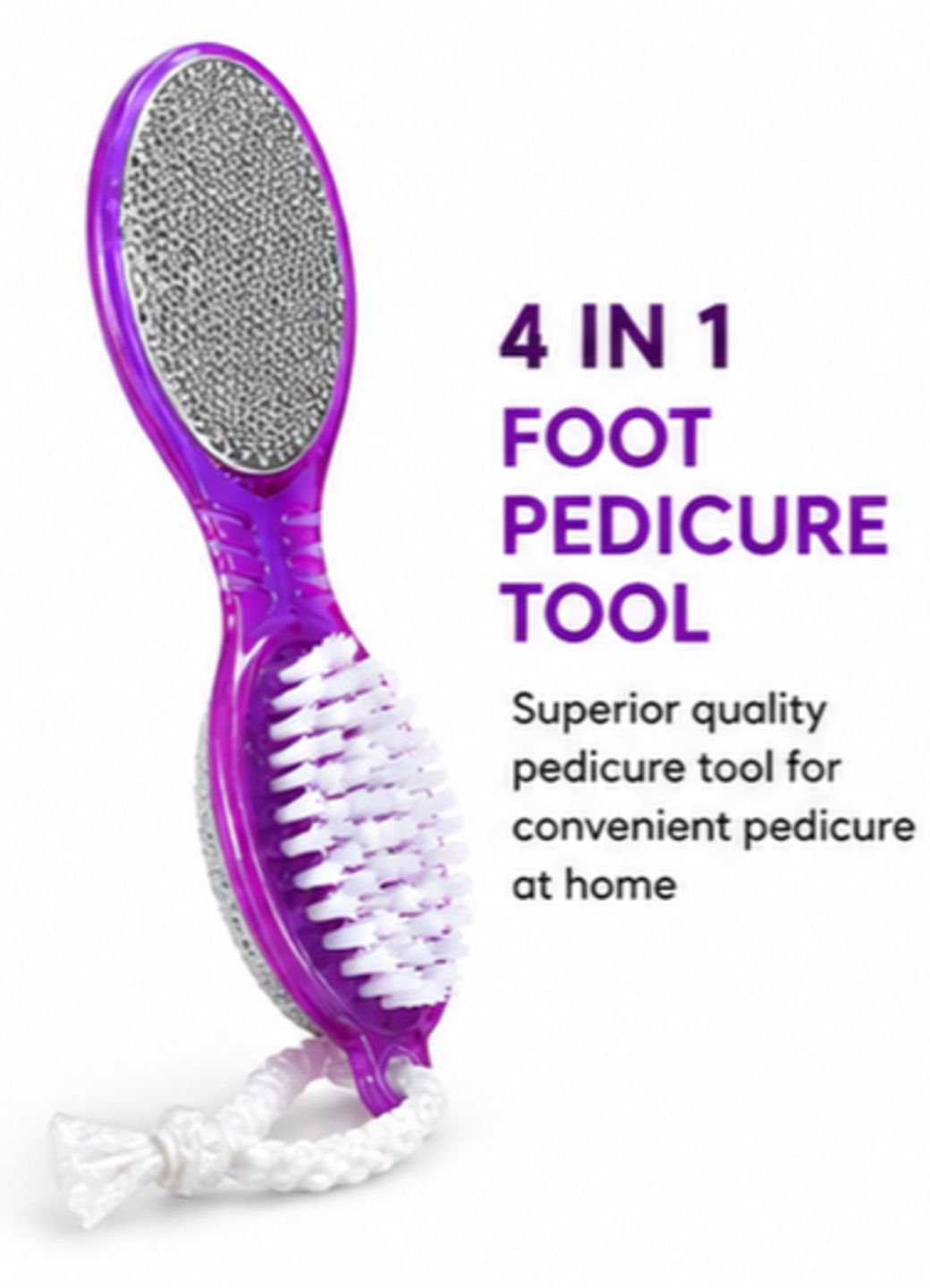 Legise  4-in-1 Foot Scrubber for Women & Men | Dead Skin Remover | Pumice Stone with Foot File & Nail Cleaner | Pedicure Tool for Cracked Heels