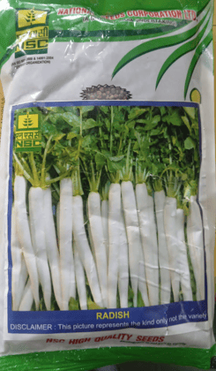 NSC Radish Variety-Japanese White Truthful Labelled (TL) Seed 500gm packet