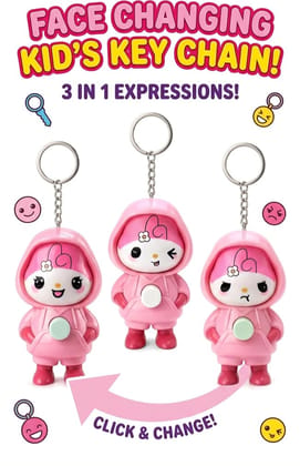 3-in-1 Cute Pink Face Changing Doll Keychain 3-in-1 Cute Pink Face Changing Doll Keychain