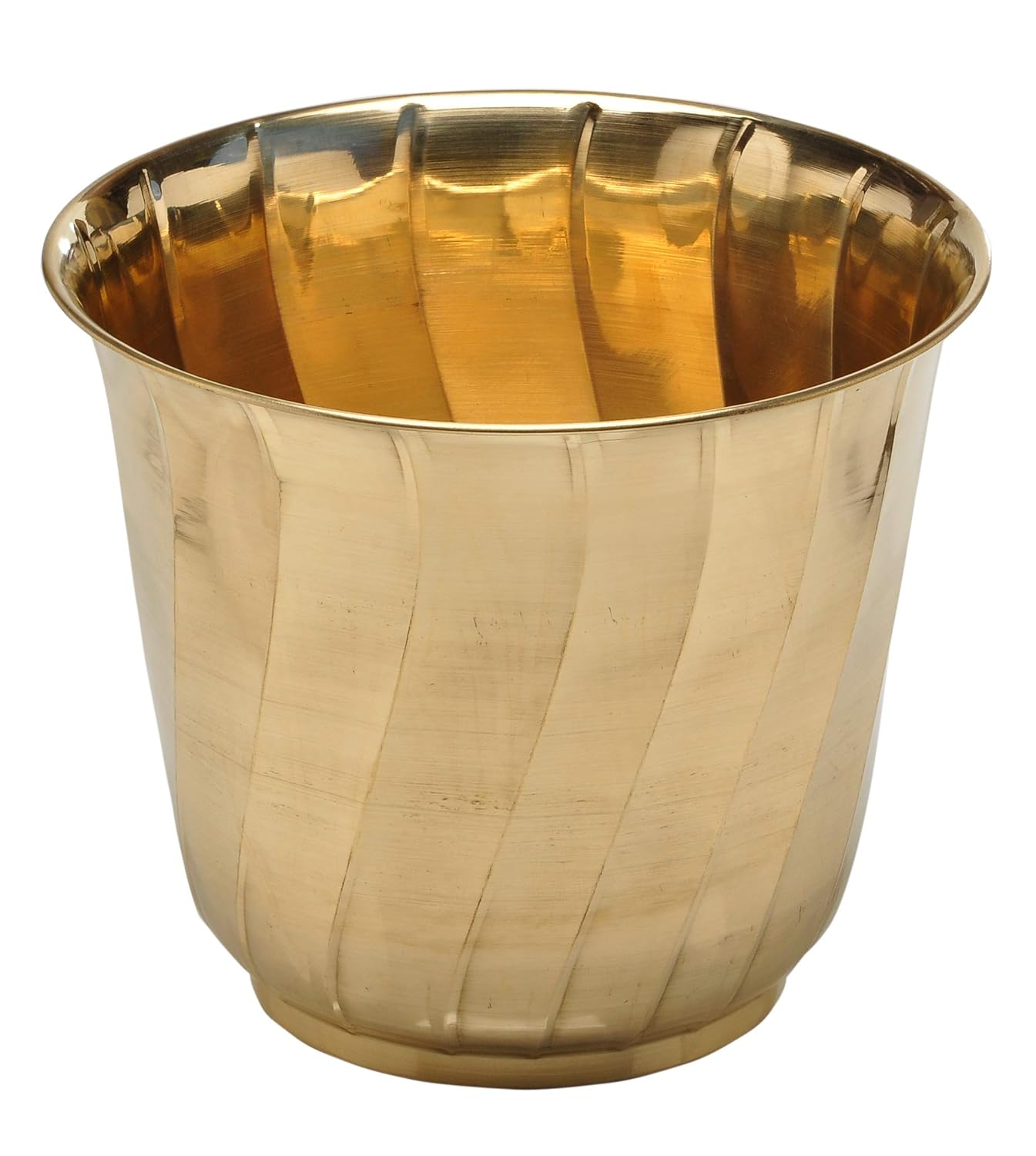 Shiny Swirl Design Brass Planter Pot, Large Metal Flower Pot