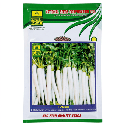 NSC Radish Variety-Japanese White Truthful Labelled (TL) Seed 500gm packet