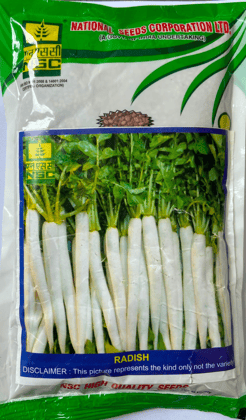 NSC Vegetable seed- RADISH JAPANESE WHITE TRUTHFUL LABELLED SEED  500 GRAM PACKING SIZE 