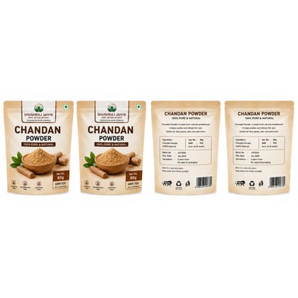 SHUSHRAJ JAIVIK Chandan Powder Combo Pack | 2 Pouches | 160g Total | 100% Pure & Natural Sandalwood Powder
