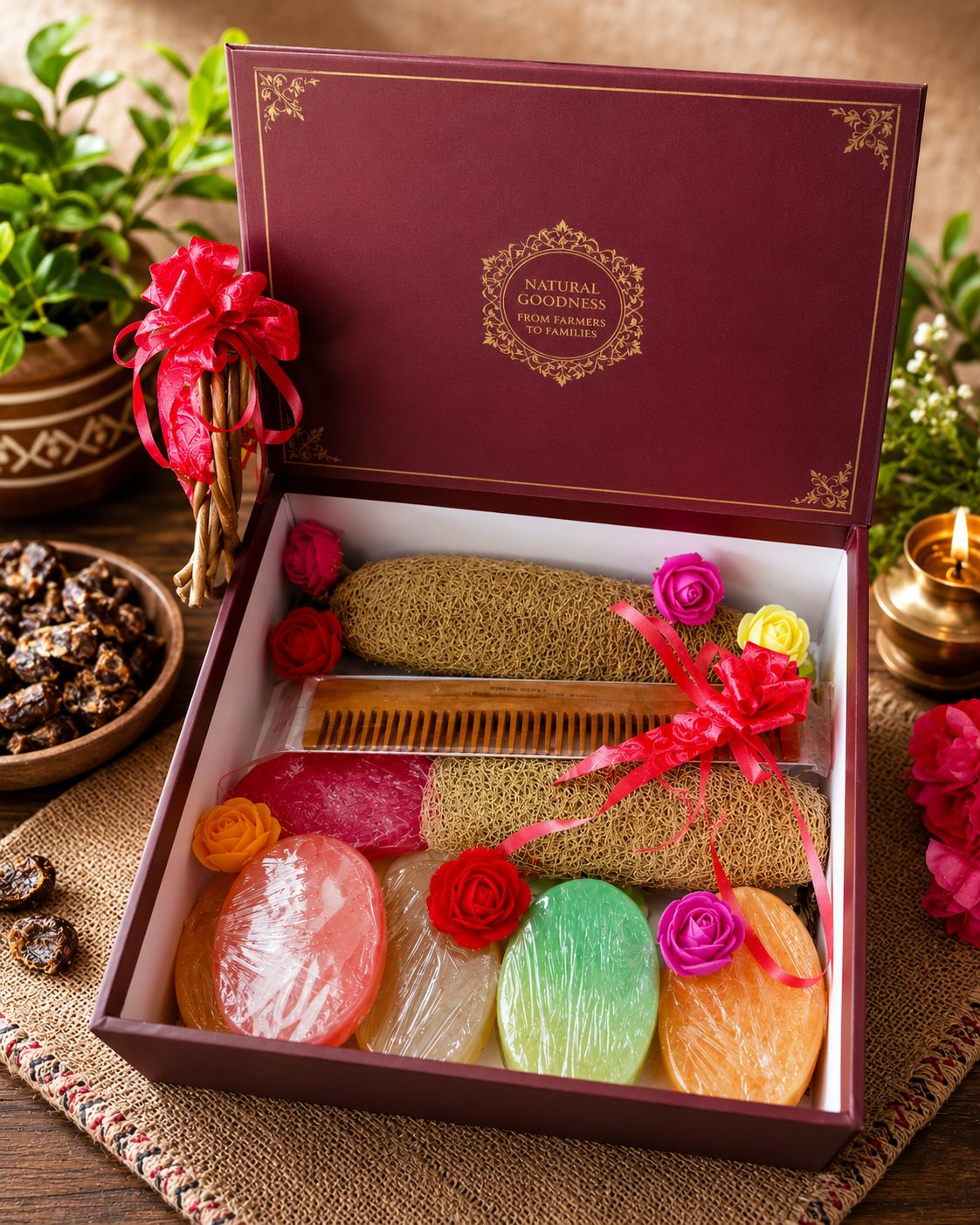 Soap with natural loofah & Neem Wood Comb