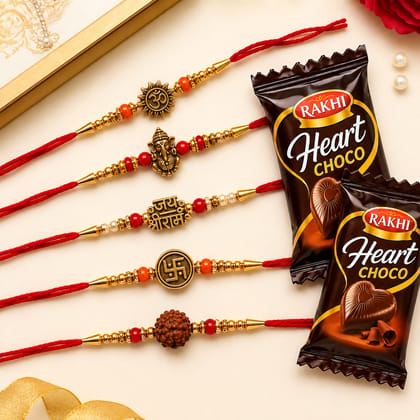 Royal Rakhi Collection With Chocolate (Random Design Pattern)