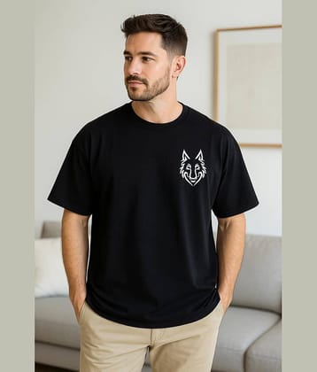 RF RAVES Men Cotton Blend Oversized Fit Printed T-Shirt ( Black )