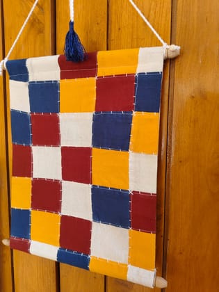 Handmade Checkered Patchwork Fabric Wall Art Frame