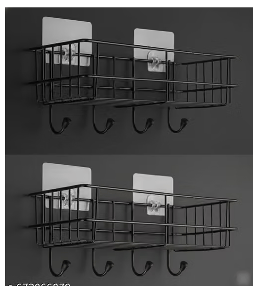 Black Metal Bathroom Rack - Pack of 2 - Pack of 2