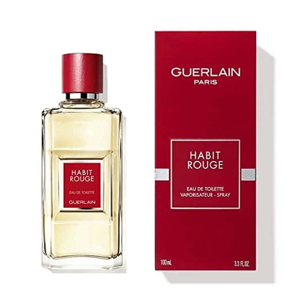 Guerlain Habit Rouge Eau De Toilette 100ml for Men Premium Luxury Long Lasting Warm Spicy Woody Aromatic Classic Designer Fragrance