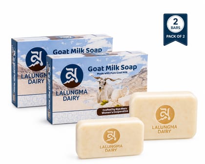 Lalungma Dairy Goat Milk Soap – Pack of 2 | Made with Pure Goat Milk | Gentle & Nourishing Bath Soap