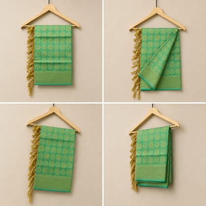 Banarasi Brocade Floral Design Green Stole