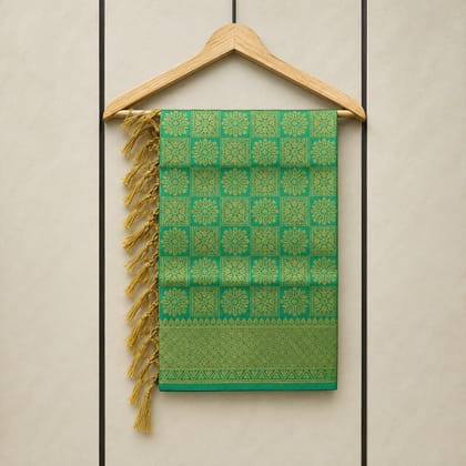 Banarasi Brocade Floral Design Green Stole