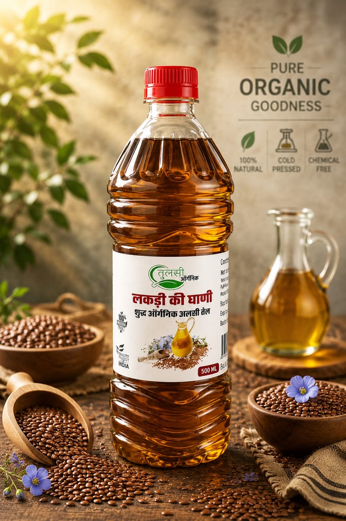 Tulsi Organic Cold Pressed Alsi Oil / Flaxseeds Oil- 500 ML