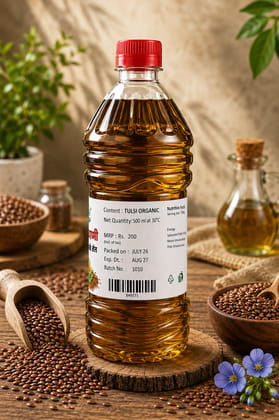 Tulsi Organic Cold Pressed Alsi Oil / Flaxseeds Oil- 500 ML