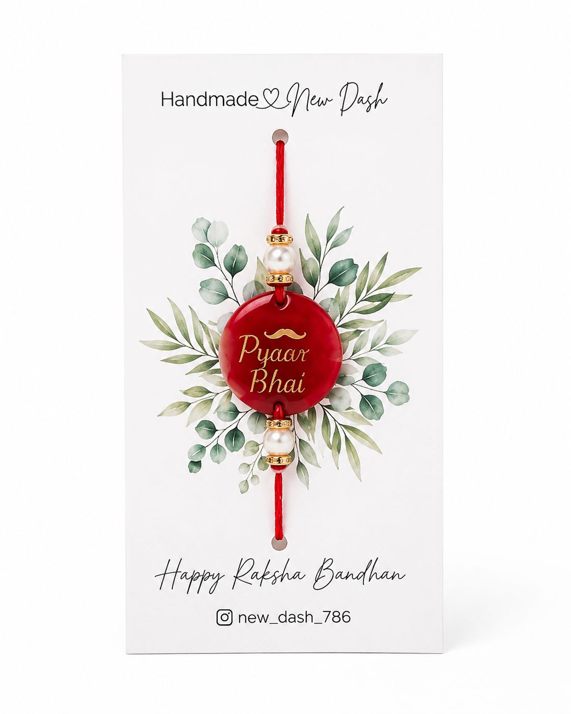 New Dash Handmade Rakhi for Brother | Elegant Red Pyaar Bhai Rakhi | Premium Handmade Raksha Bandhan Gift