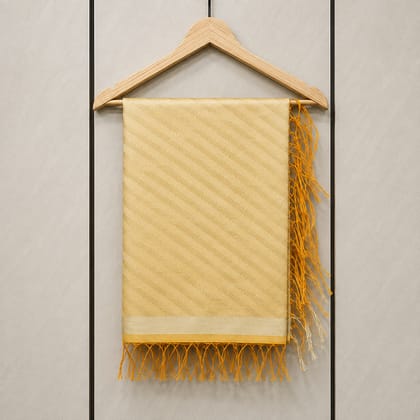 Banarasi Brocade Yellow Striped Pattern Stole (Size: 254cm X 90cm (Approx.)