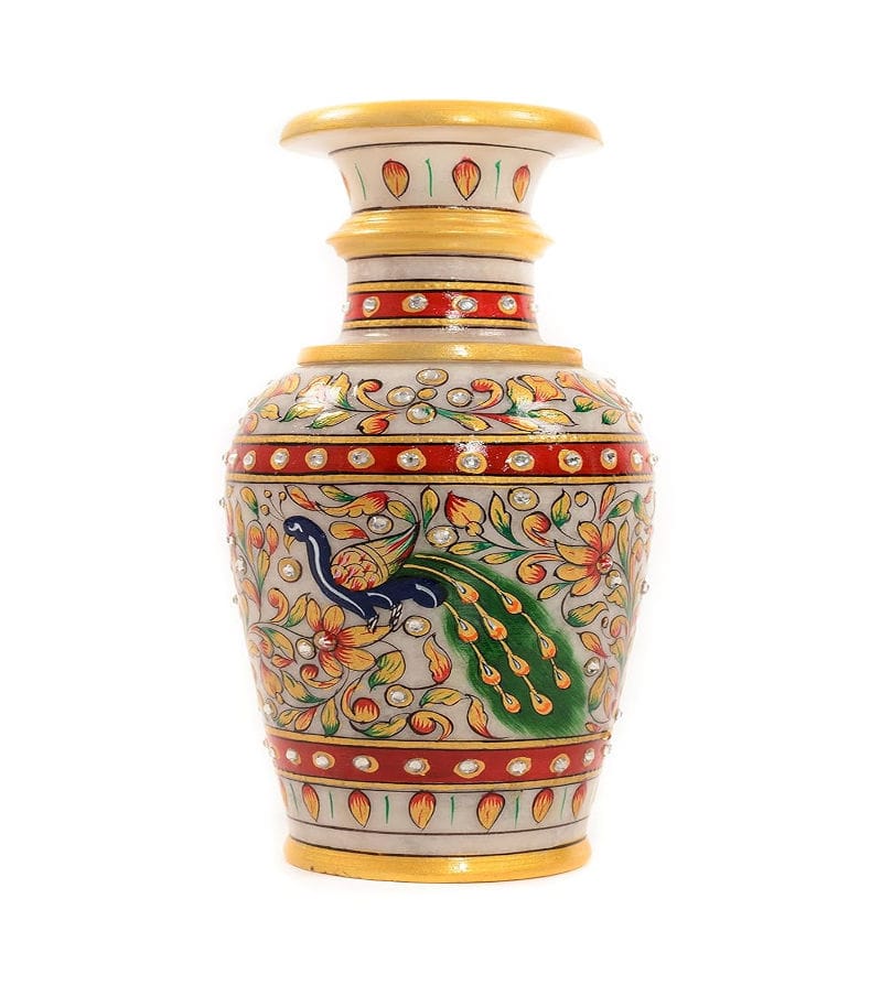Marble Peacock Design Flower Vase
