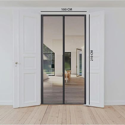 Mosquito Net for Door 100x210 cm | Magnetic Fly Mesh Curtain | Fiberglass Polyester Insect Screen | Auto Closing Hands-Free Mosquito Net with Self Adhesive Hook Tape – Black