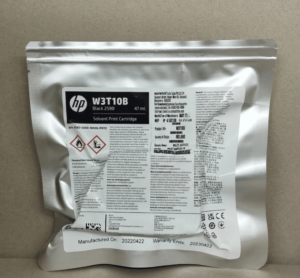 HP 2590 Black Solvent Ink Cartridge W3T10B Original Print Cartridge for TIJ Inkjet Printer