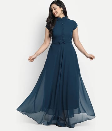 Femvy Women Georgette Solid Gown ( Black )