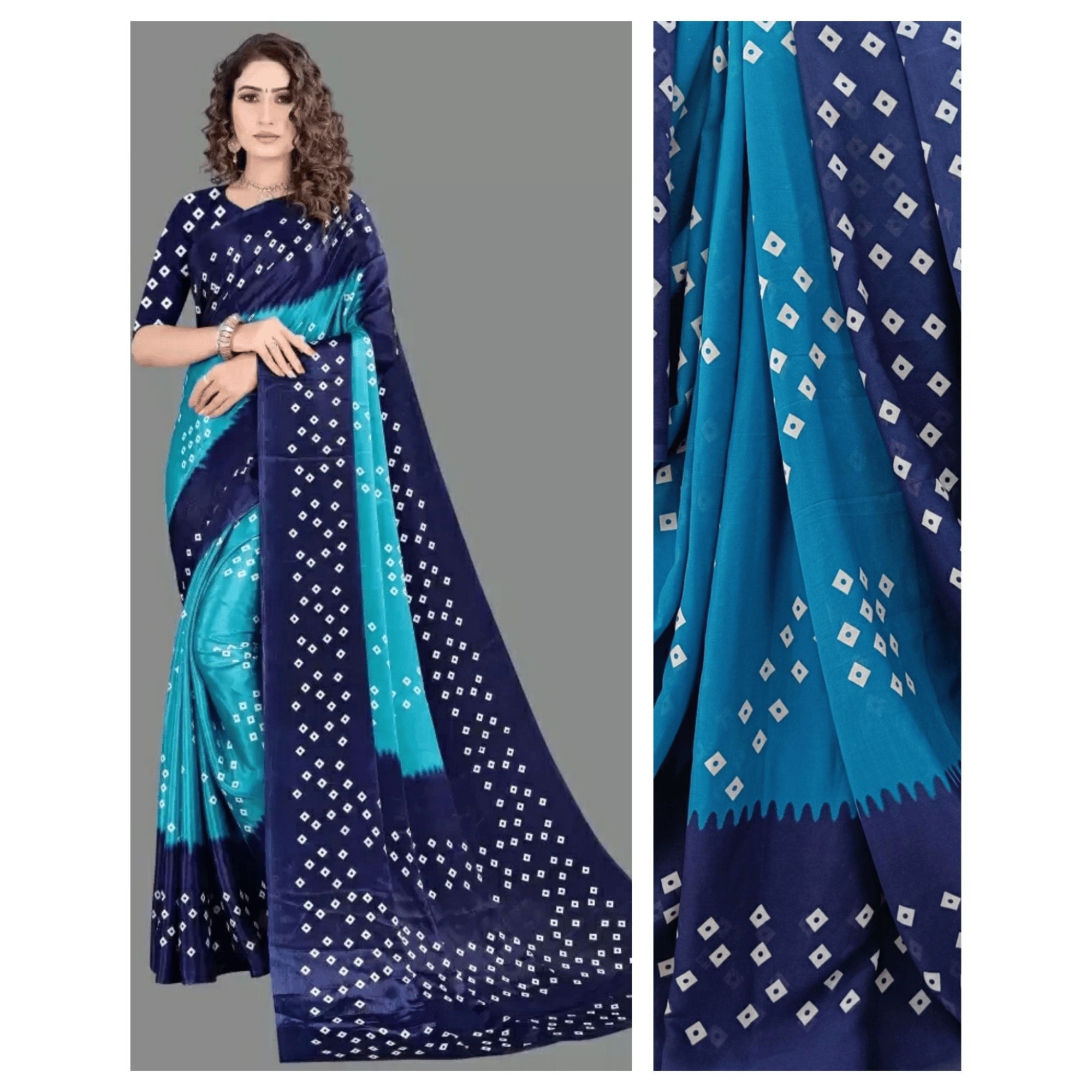 TheHangr Women's Blue Georgette Saree With Blouse Piece