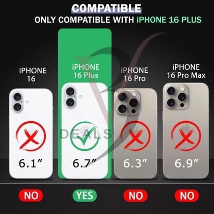 V3Deals Crystal Clear Hard Back Cover Compatible with iPhone 16 Plus 6.7 Inch | Shockproof Slim Transparent Back Cover | Scratch Resistant — Suitable for Men, Women, Girls & Boys (iPhone 16 Plus)