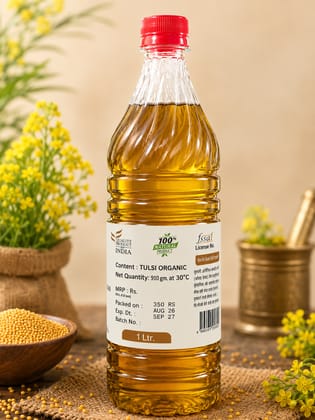 Tulsi Organic Cold Pressed Pili Sarson /Yellow mustard Oil - 1 Litre
