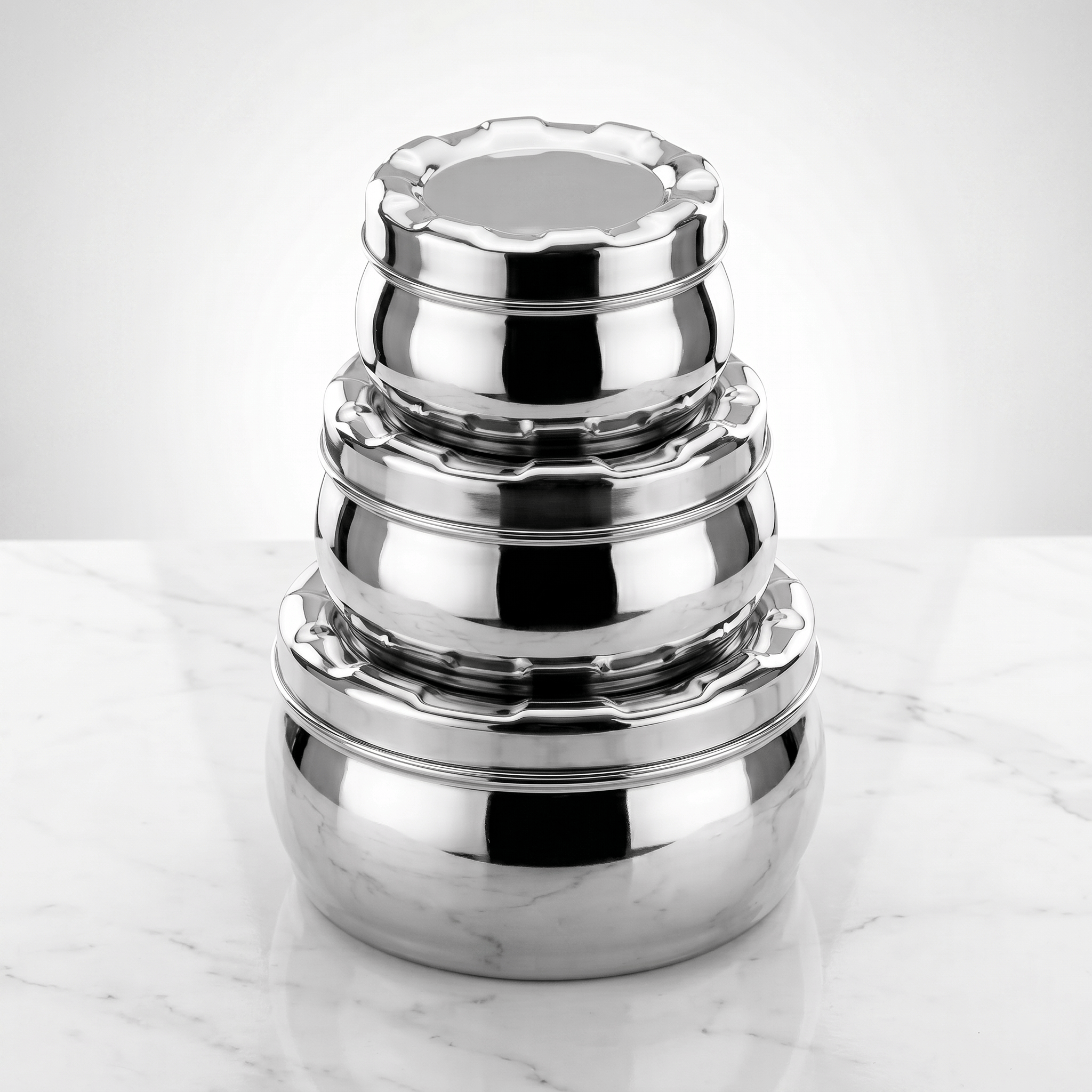 Stainless Steel Puri Dabba Set of 3 | Kitchen Storage Canister Dabba Set