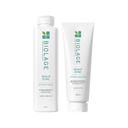 Biolage Scalp Sync Anti-Dandruff Shampoo Conditioner combo, with Piroctone olamine (400ml+236ml) Pack of 2