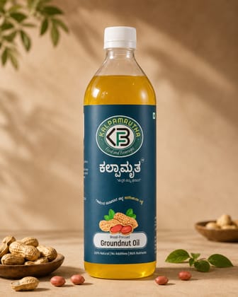 Kalpamrutha™ Wood-Pressed Groundnut Oil – 1 Litre
