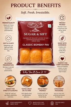 Sugar & Sift Classic Bombay Pav (Pack of 9)