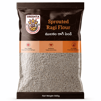 Sreshta Farms Ragi Sprouted Flour | Natural Finger Millet Flour | High-Fiber & Nutritious