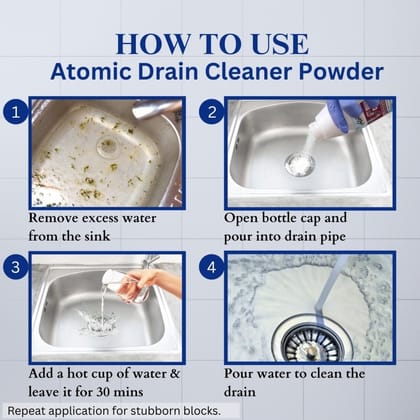 Drain Cleaner Powder for Pipes, Sinks & Septic Tanks | Removes Blockages | 50g × 2 Pack