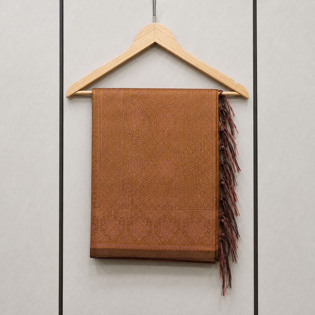Banarasi Brocade Brown Stole ( Size: 254cm X 90cm (Approx)