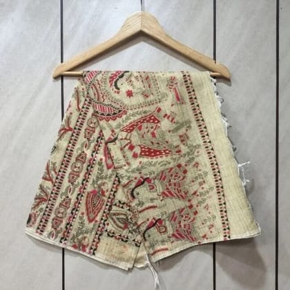 Madhubani Art Bhagalpur Stole (Size: 92 X 36 Inches)